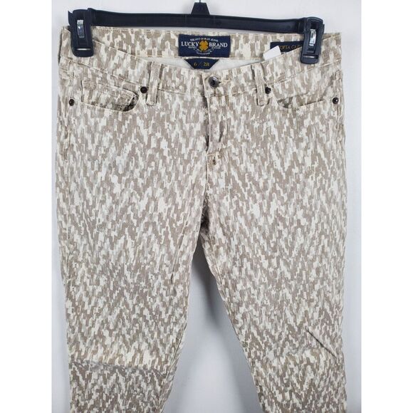 ⬇️SALE⬇️ Lucky Brand Capri 6 Womens Sophia Capri White Tan Mid Rise - Picture 3 of 6